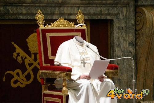  Шаблон для мужчин - Римский папа на кресле в белой сутане 