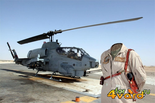  Шаблон для девушек - В форме солдата у вертолета 