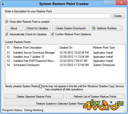 Restore Point Creator ver.2.2.11 Final portable