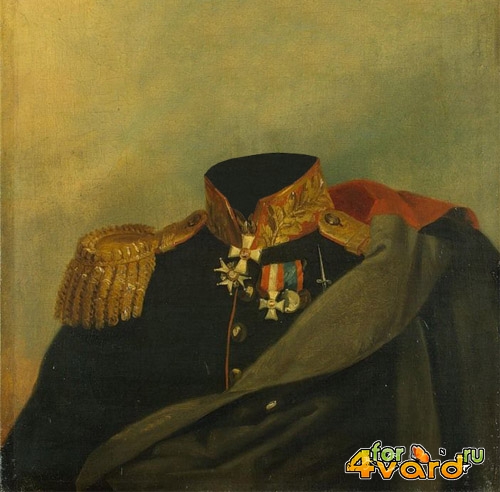  Шаблон psd мужской - Портрет полководца в форме 