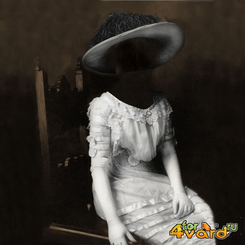  Шаблон для девушек - Женщина в платье и шляпе портрет 