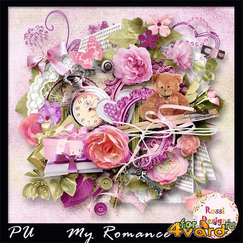 Красивый цветочный скрап-комплект - Мой романс 