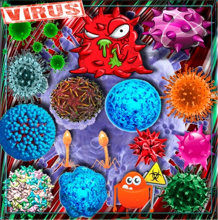 Клипарты на прозрачном фоне - Вирусы, коронавирусы